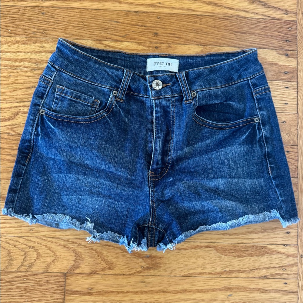C’est Toi Girls Youth Small (S) distressed high waist denim jean shorts